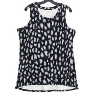 LOGO Lori Goldstein Tank Top Leopard Abstract Animal Sleeveless Black Size 1X